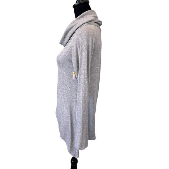 NEW GO COUTURE Gray Long Sleeve Ribbed Pullover Hoodie Size S - Picture 3 of 5